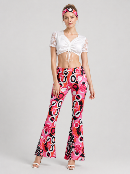 Lace-Trimmed Top, Flared Pants, and Headband Set Costume Headwear detail 2