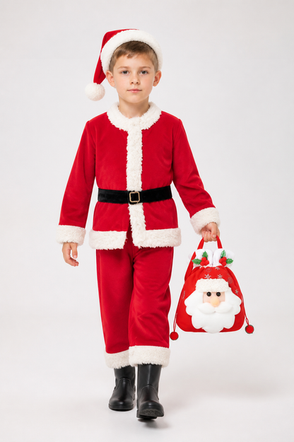 Red Santa Claus Costume with Hat and Bag Costume Headwear detail 2
