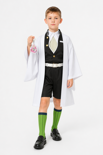 Mitsuri Kanroji Cosplay Costume, White Halloween Coat Costumes detail 2