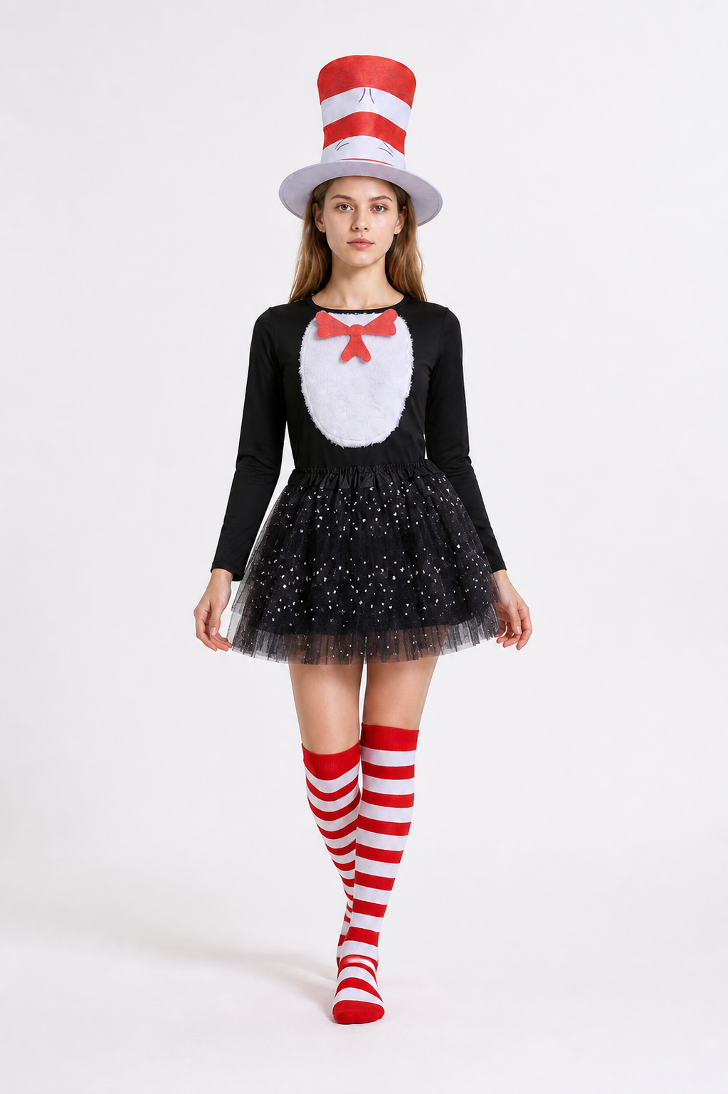 The Cat in the Hat Stage Costume with Hat and Socks Costume Headwear detail 2