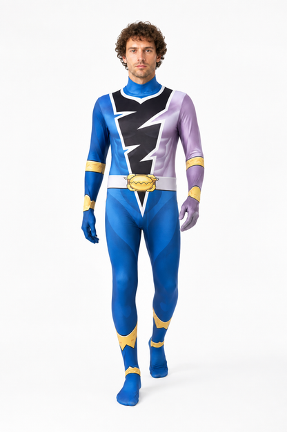 Hooded Jumpsuit Costume with Mask, Lightning Print Costume Masks detail 2