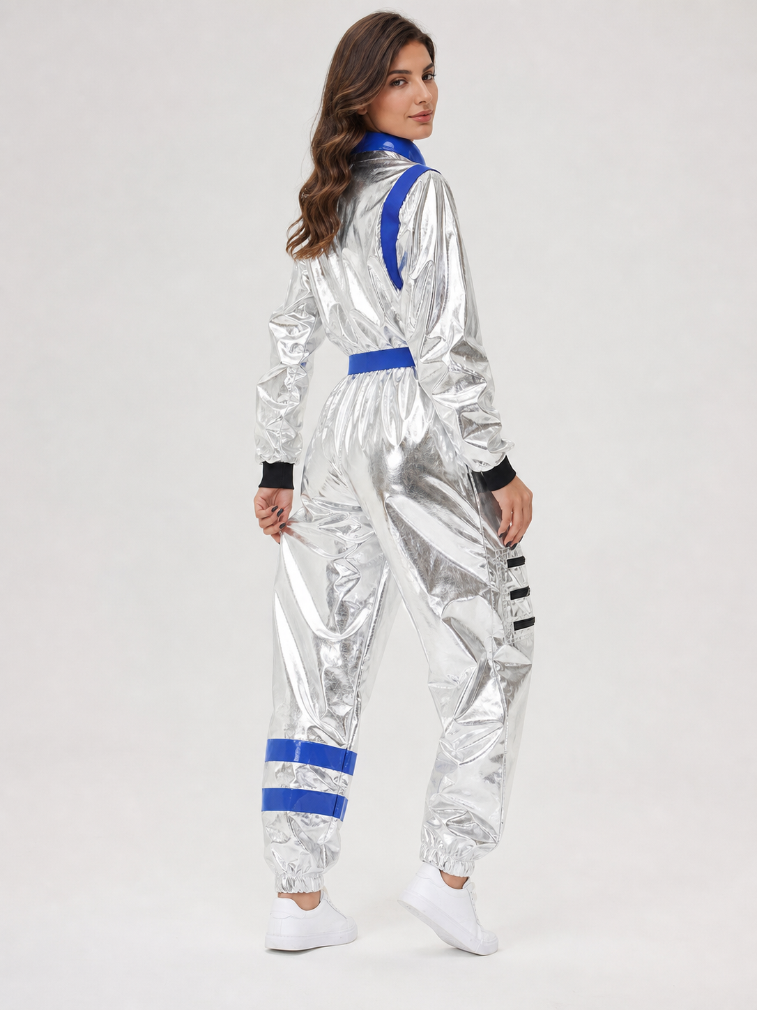 Silver NASA-Style Astronaut Jumpsuit Costume Costumes detail 2