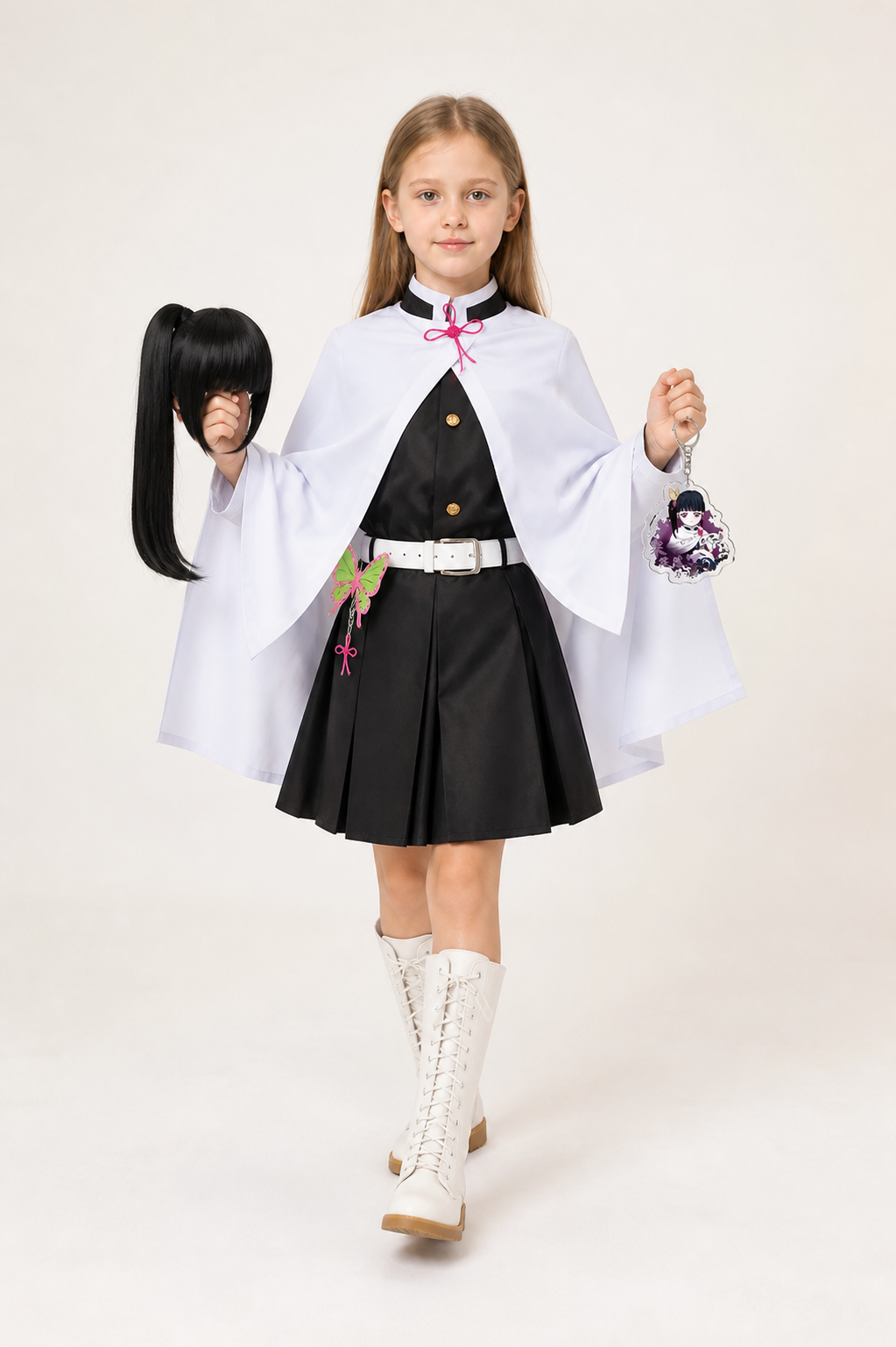 Tsuyuri Kanao Cosplay Costume with Cape and Wig Costume Capes detail 2