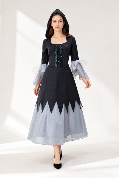Halloween Dress with a Tattered Hem and Hood Costume Dresses detail 2