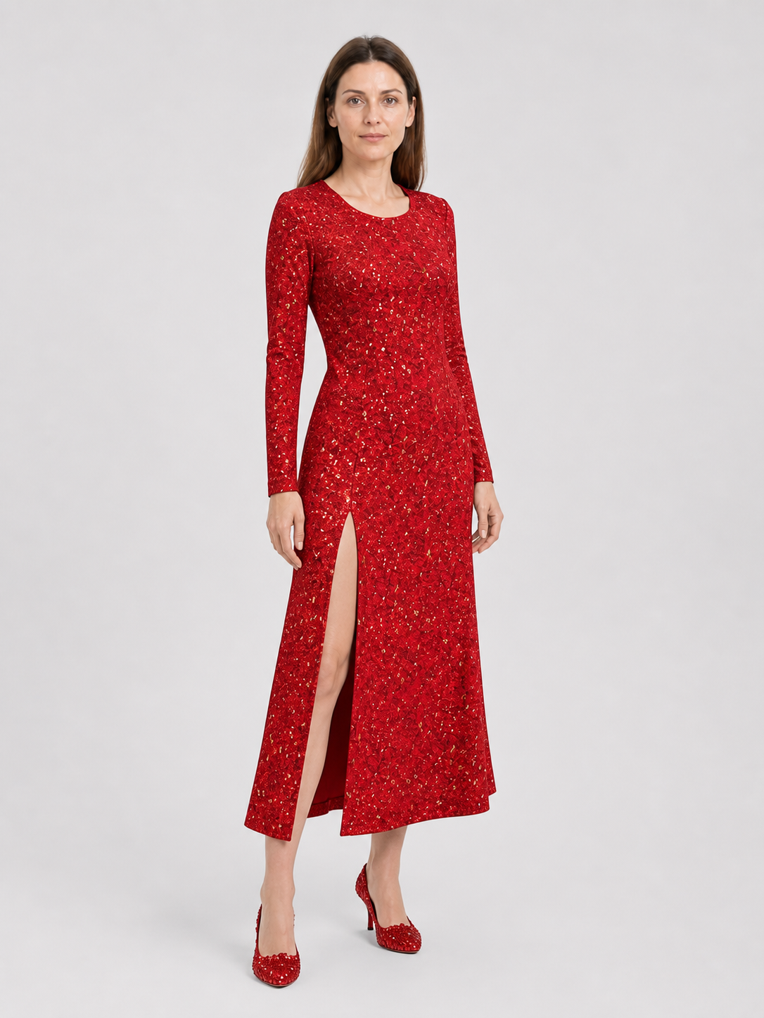 Fairy Godmother Dress from Shrek 2, Red, with Sequins Costume Dresses detail 2