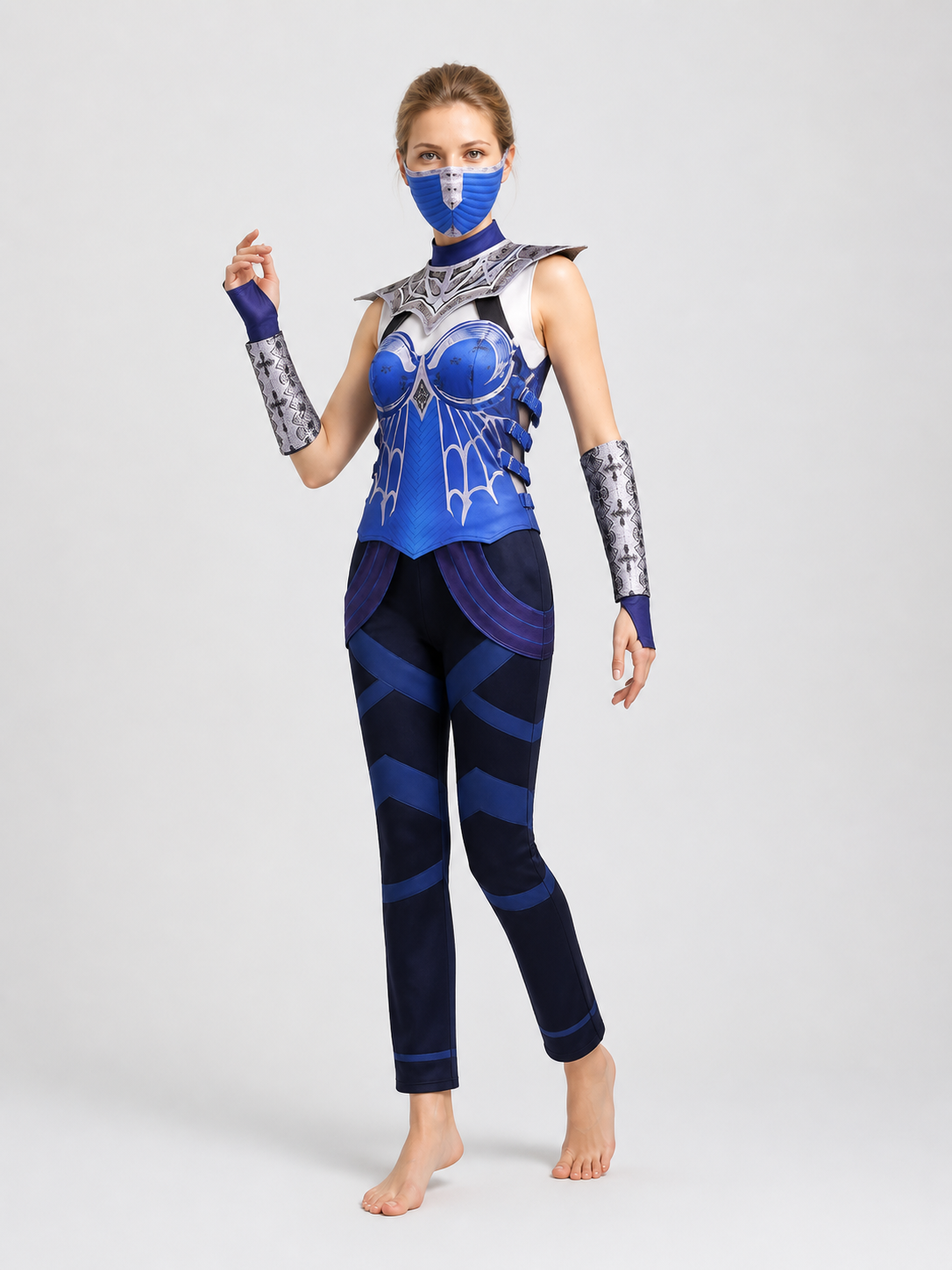 Kitana Cosplay Costume, Top, Pants, and Mask Costume Masks detail 2