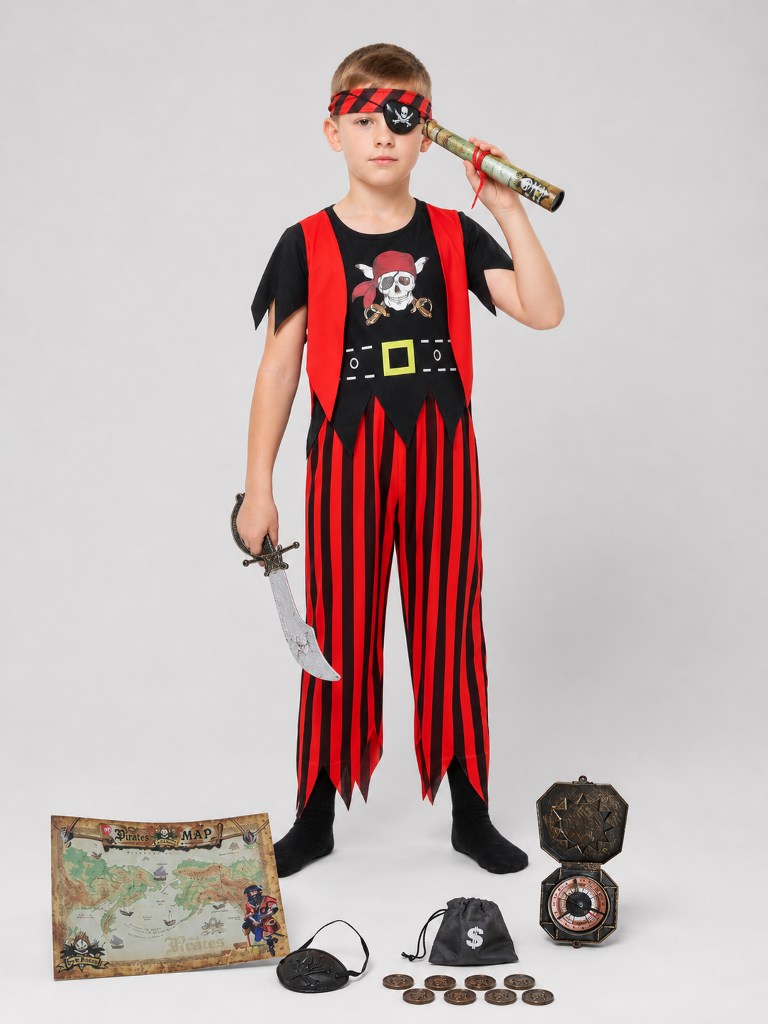 Children's Pirate Costume for Cosplay, Accessory Set Costume Accessories detail 2
