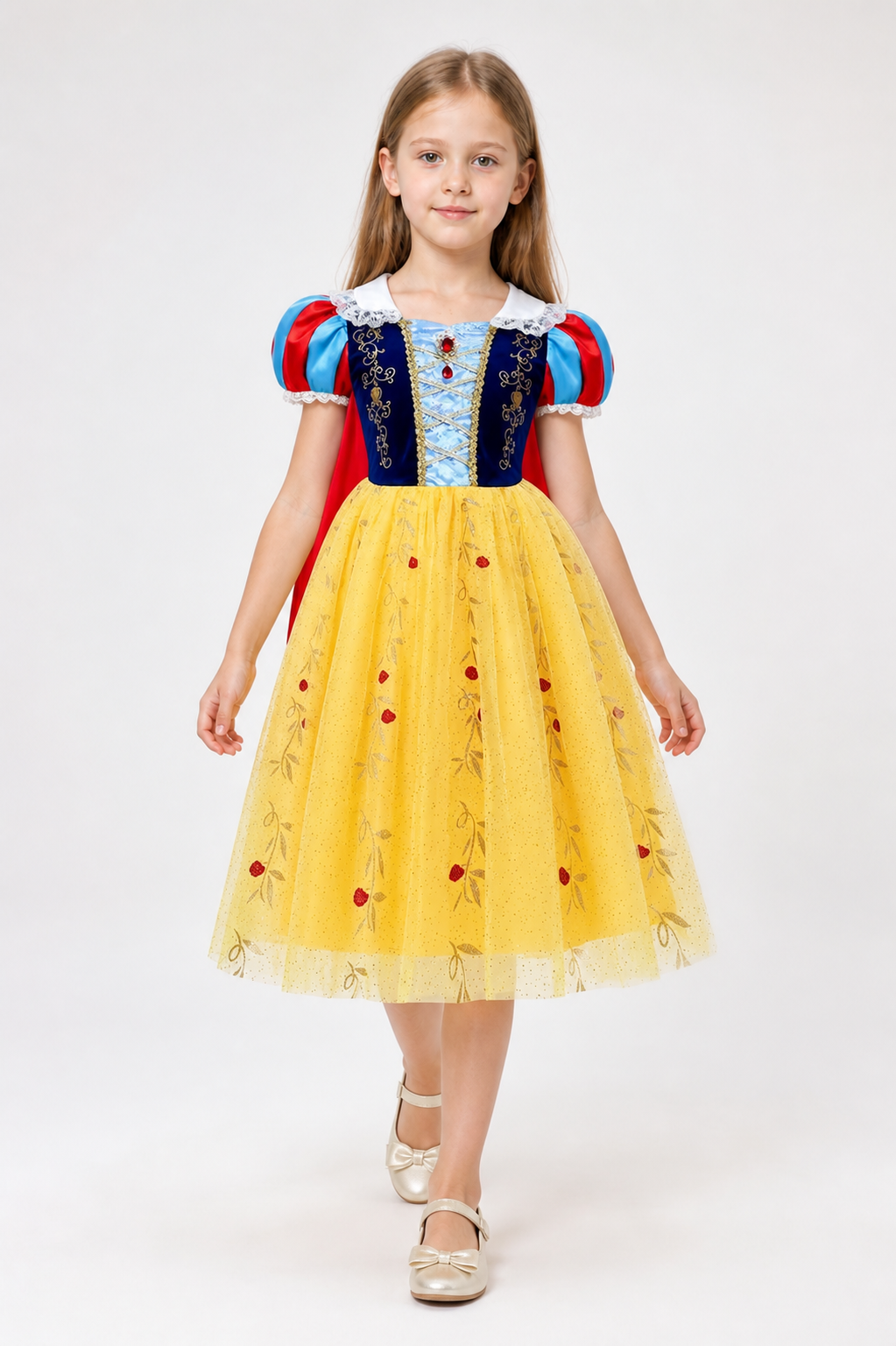 Snow White Dress with a Red Cape and Blue Bodice Costume Dresses detail 2