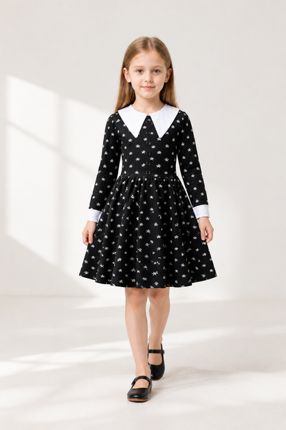 Children’s Halloween costume dress with skeleton print product detail 2