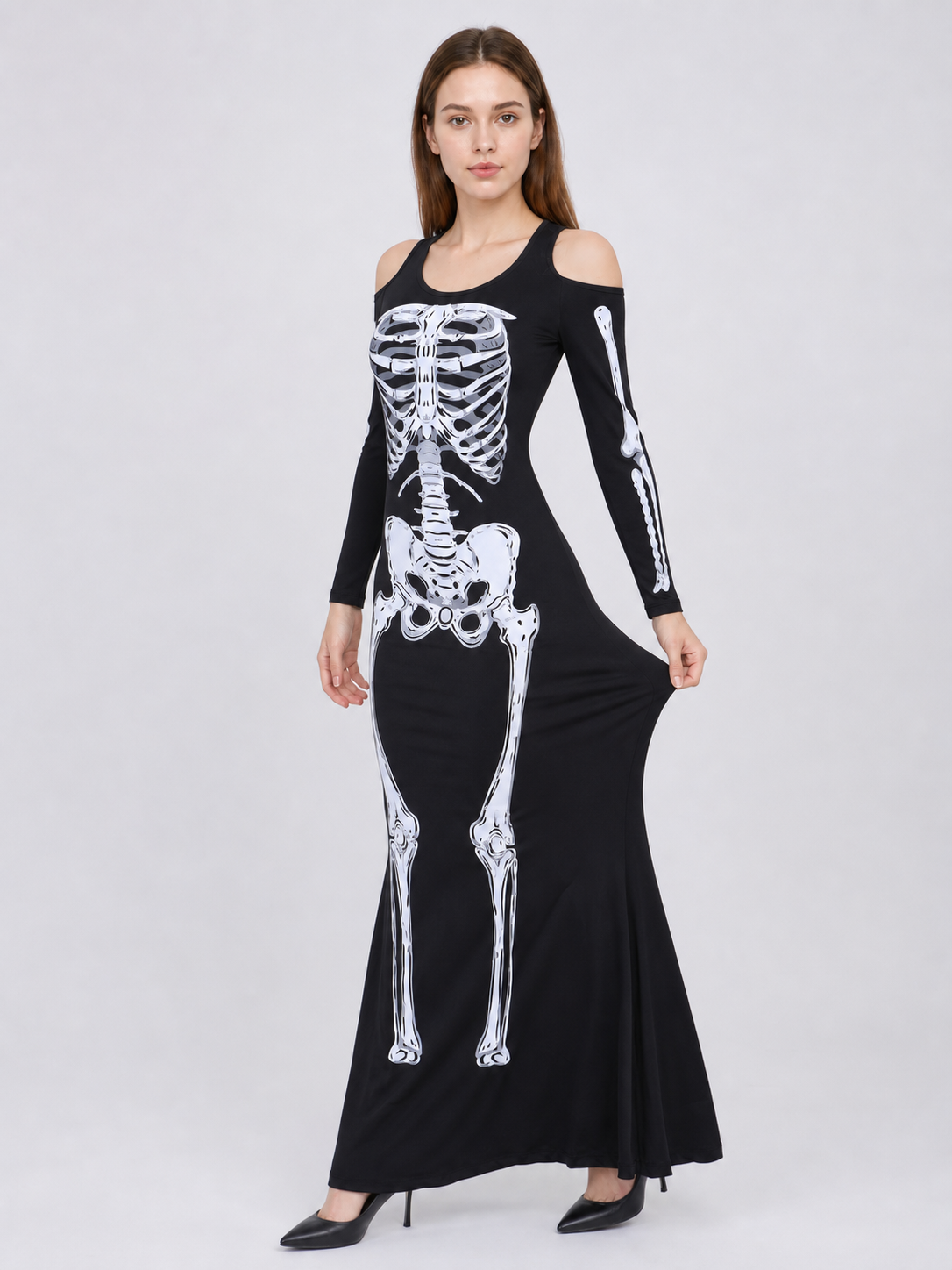 Halloween Skeleton Print Costume Dress