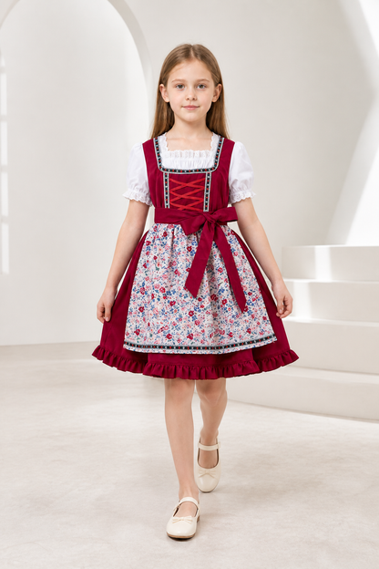 Children's Dirndl-Style Dress with Apron for Oktoberfest