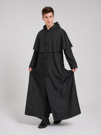 Zombie Costume: Long Black Hooded Cloak