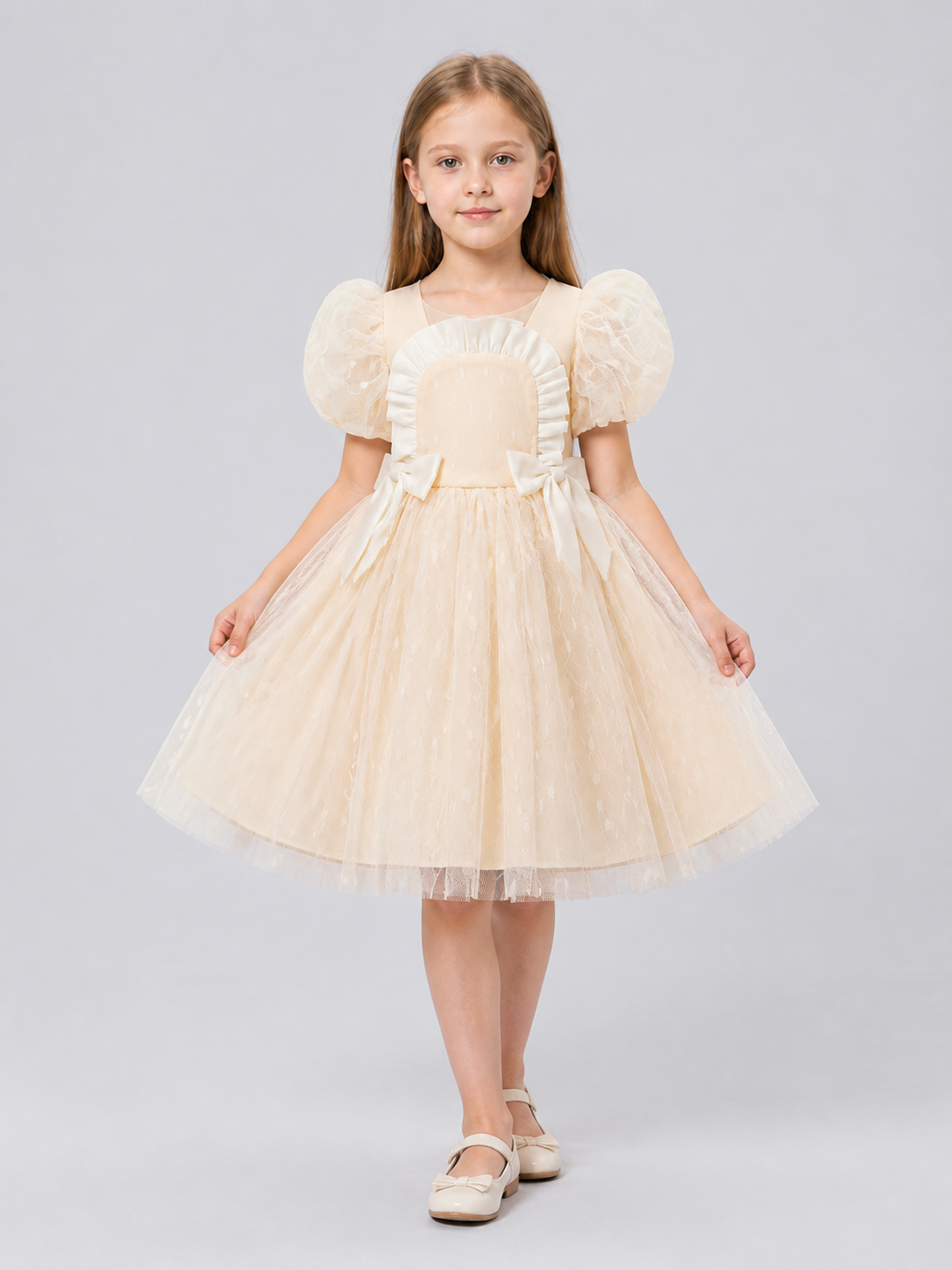 Princess Dress with Puff Sleeves and Tulle Skirt Costume Dresses detail 2