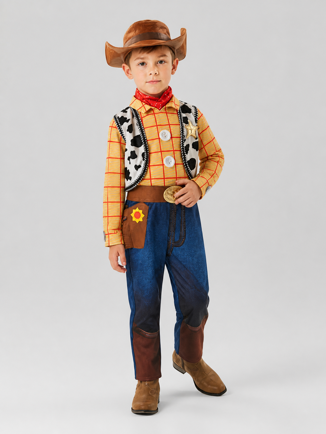 Woody Children's One-Piece Costume with Hat and Scarf Costume Headwear detail 2