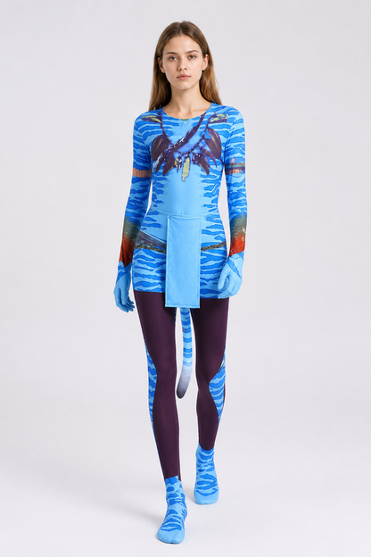 Avatar Cosplay Jumpsuit Costume with Tail Costumes detail