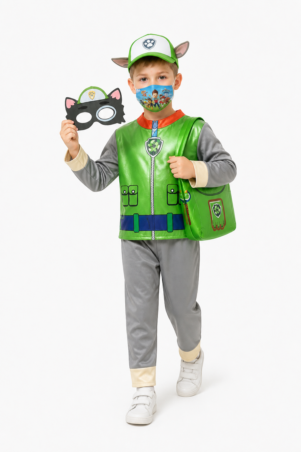 Paw Patrol Rocky Kids' Costume with Mask and Backpack Costume Masks detail 2