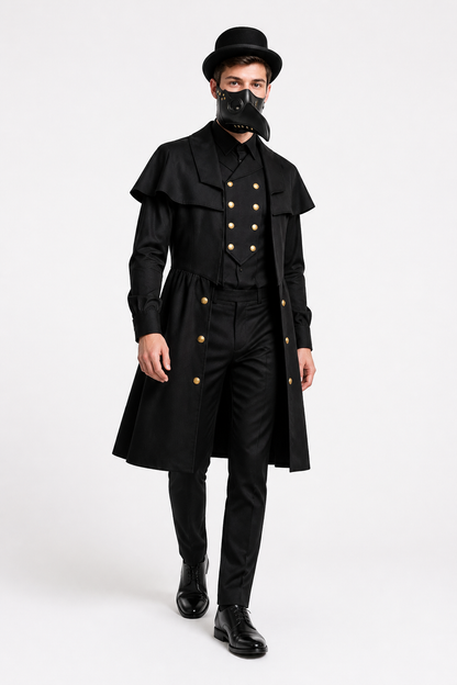 Plague Doctor Cosplay Costume with Mask and Hat Costume Masks detail