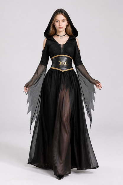 Halloween Witch Costume with Corset and Cape