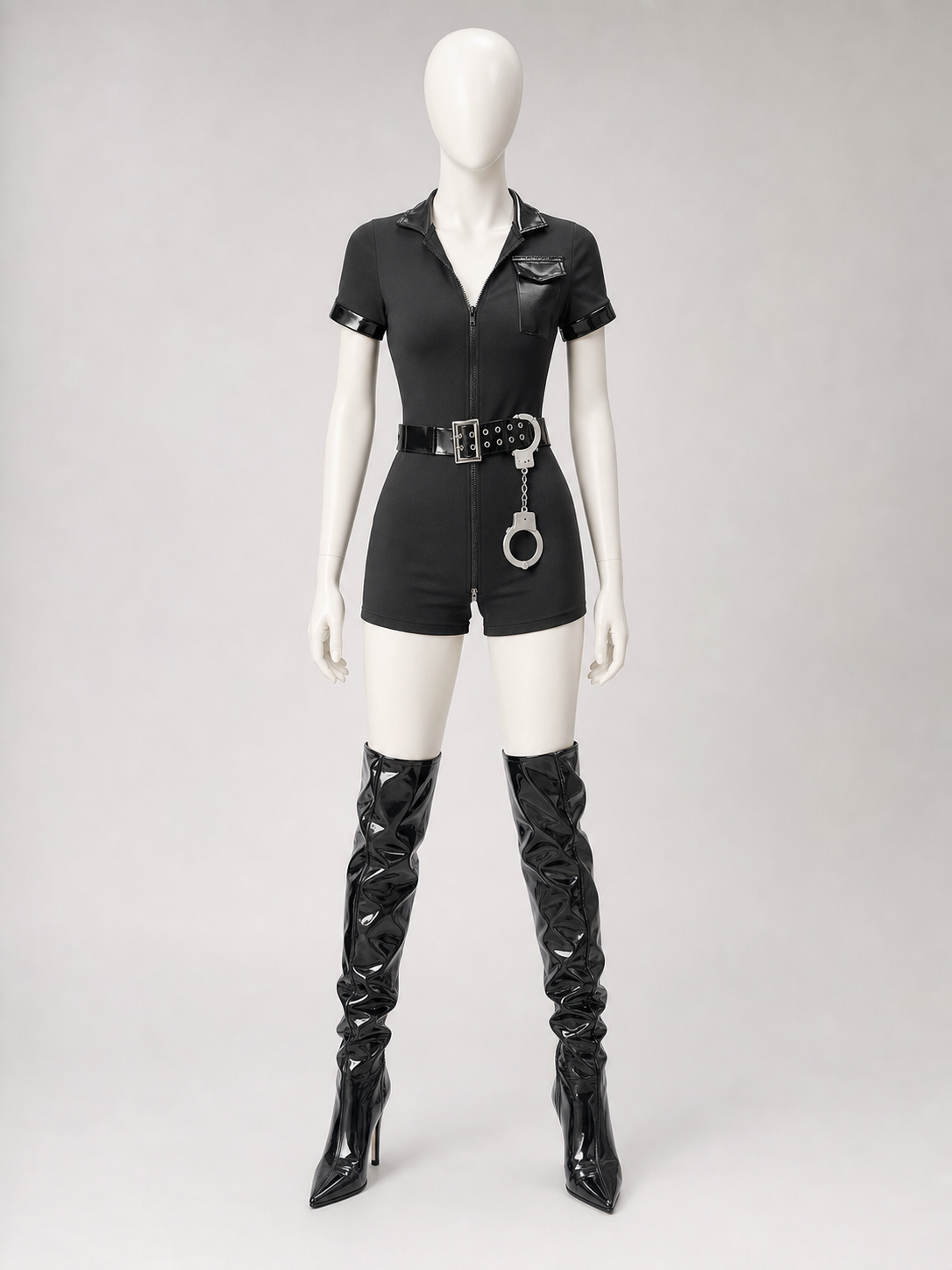 Police costume with belt and “Police” lettering for cosplay