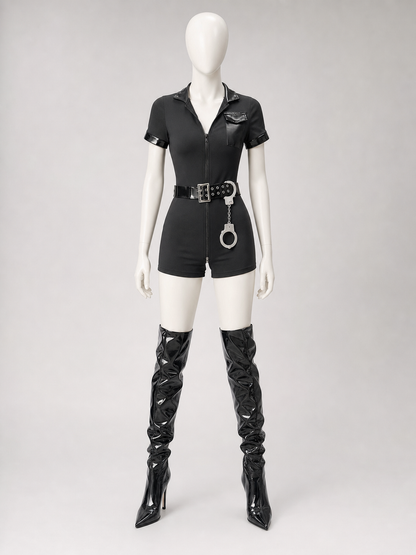 Police costume with belt and “Police” lettering for cosplay