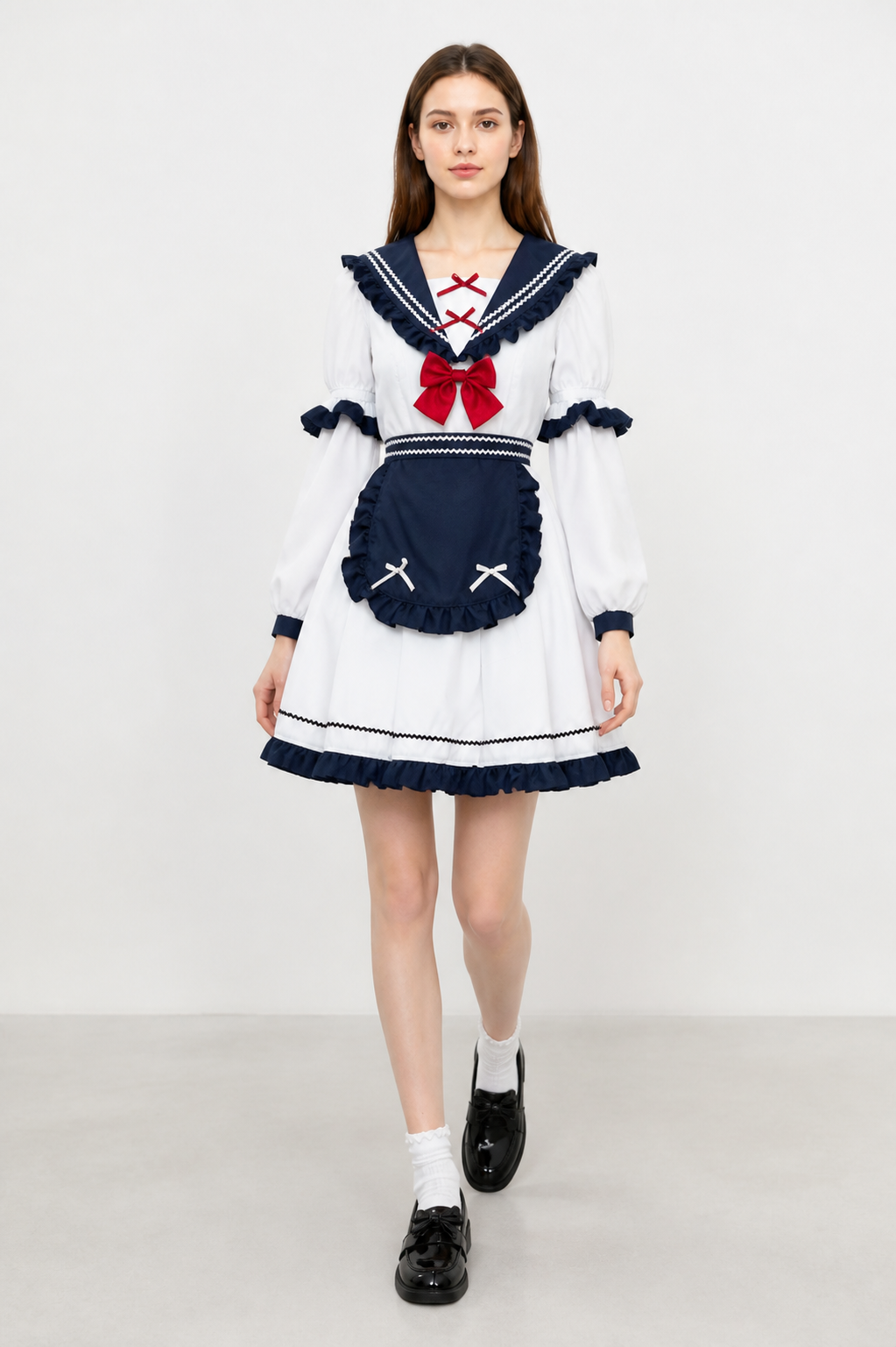 Dress with a Sailor Collar, Ruffles, and Bows Costume Dresses detail 2