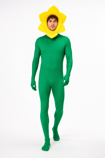 Green one-piece sunflower jumpsuit for cosplay