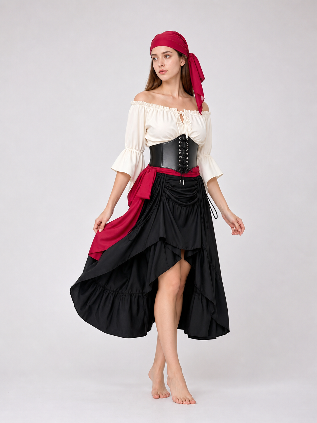 Pirate Costume with Corset and Layered Skirt