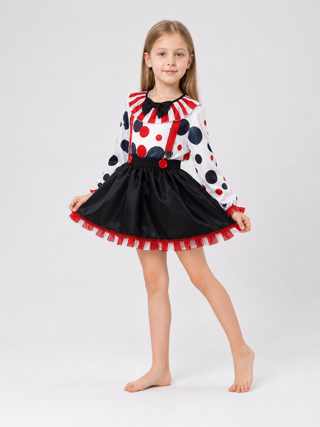 Children's Clown Costume with Skirt and Hat for Stage Performances