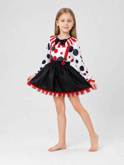 Children's Clown Costume with Skirt and Hat for Stage Performances