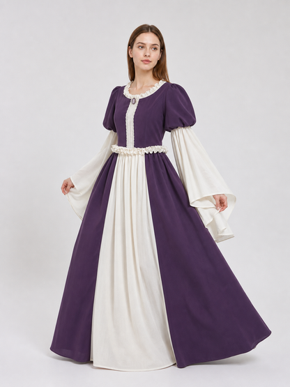 Long Vintage-Style Dress with Ruffles