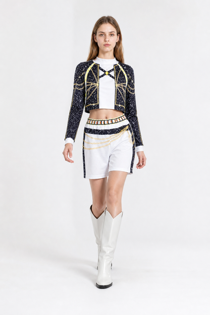 Children’s Black, White, and Gold Costume with Top and Shorts product detail 2
