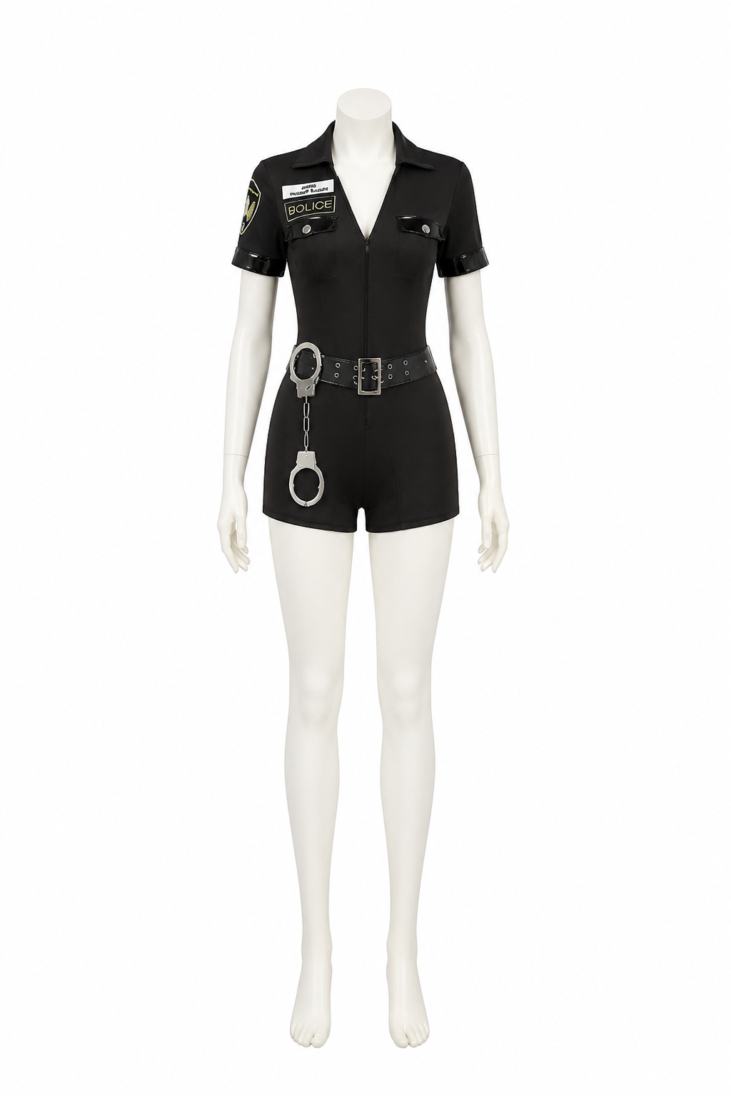 Black Police Costume with Short Sleeves and Shorts Costumes detail 2