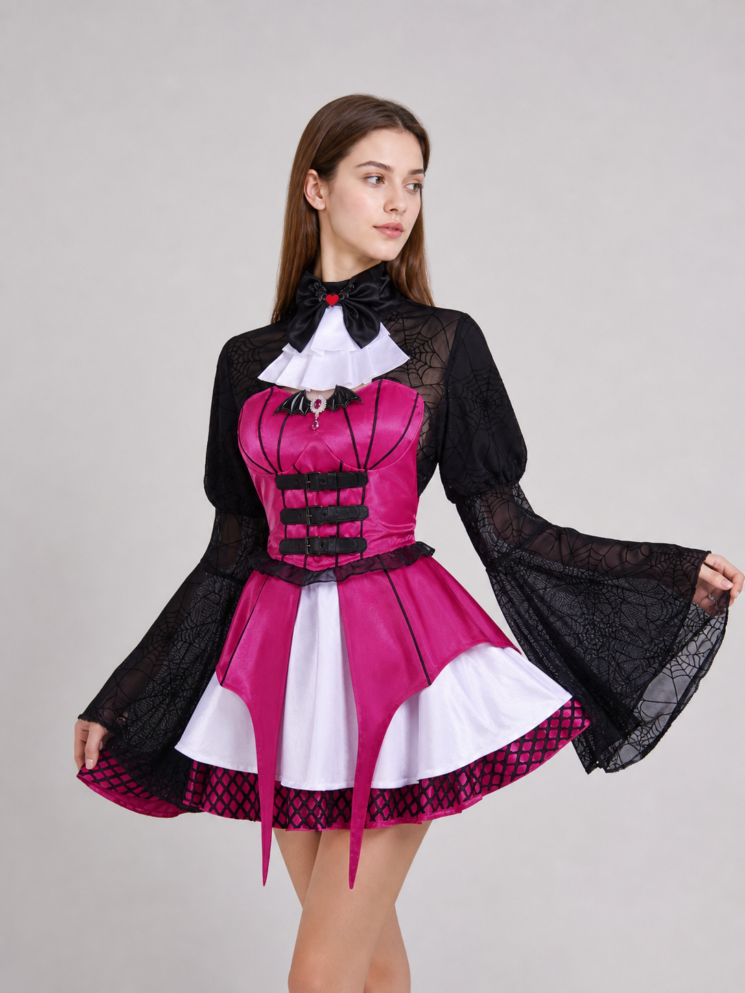 Gothic Draculaura Cosplay Dress with Corset Bodice
