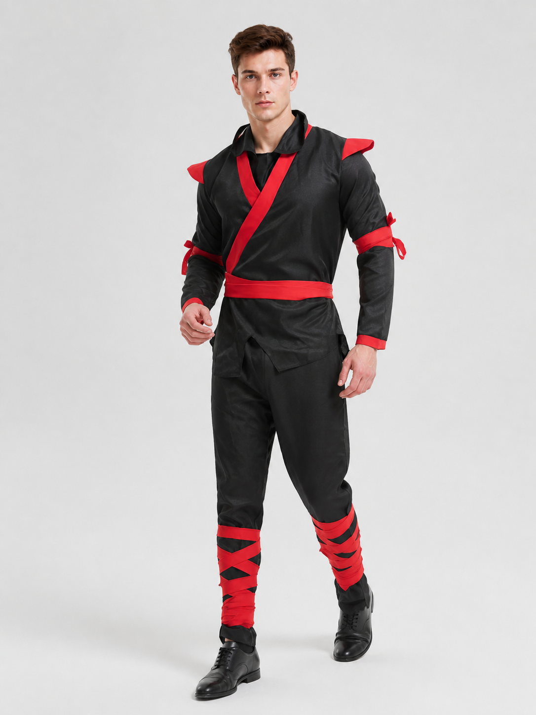 Hooded Ninja Costume, Black and Red, M–XL product detail 2