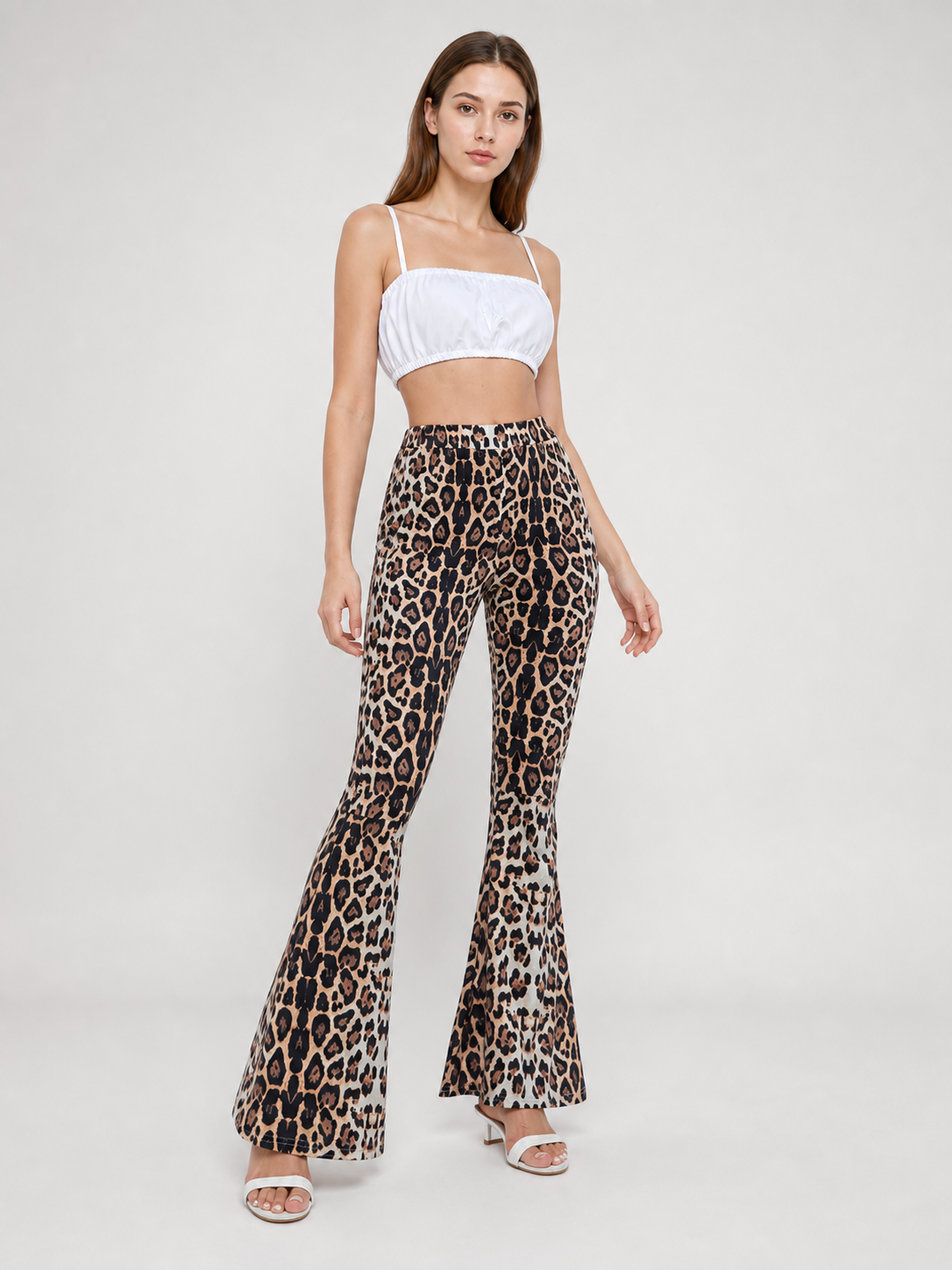 Flare Pants with Leopard Print and Accessories