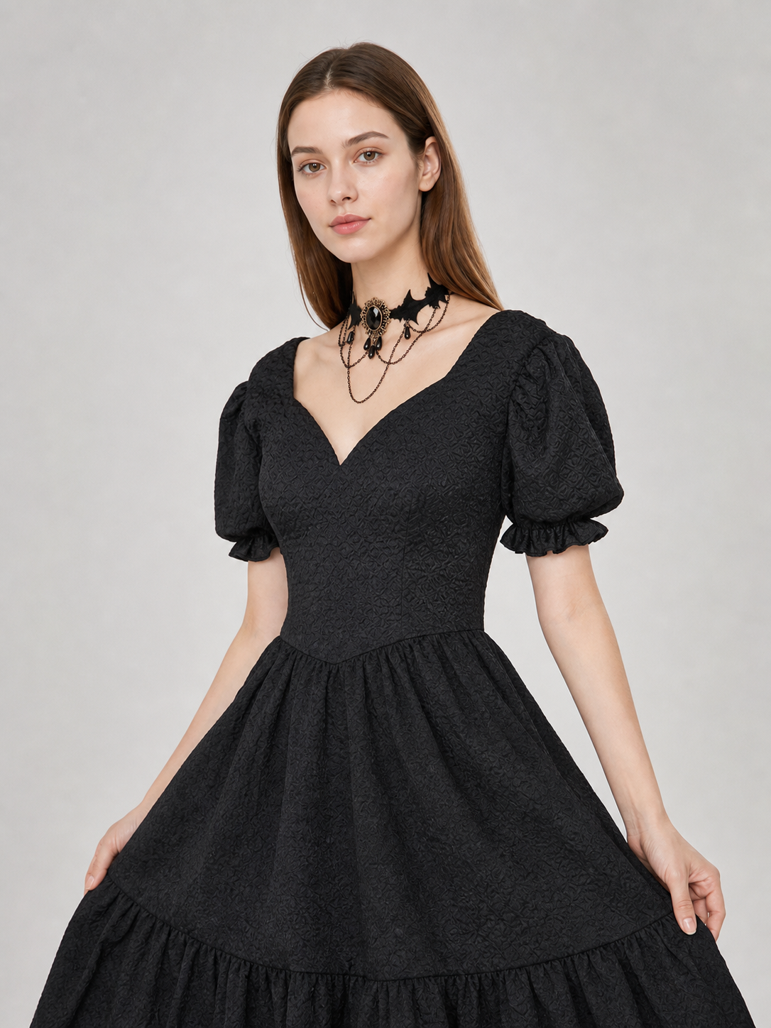 Layered gothic choker necklace with pendant