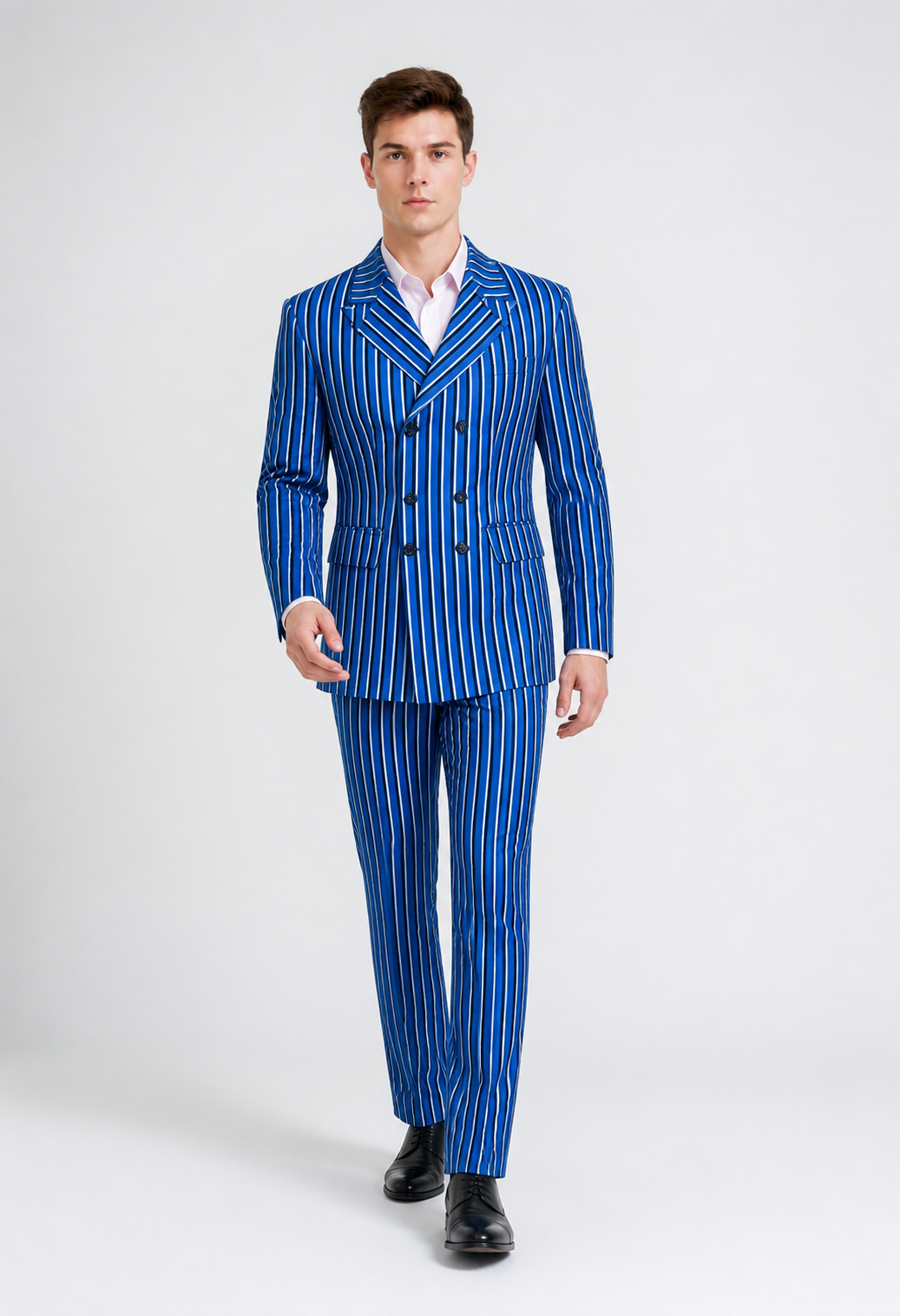 Blue Striped Two-Piece Cosplay Suit Costumes detail 2
