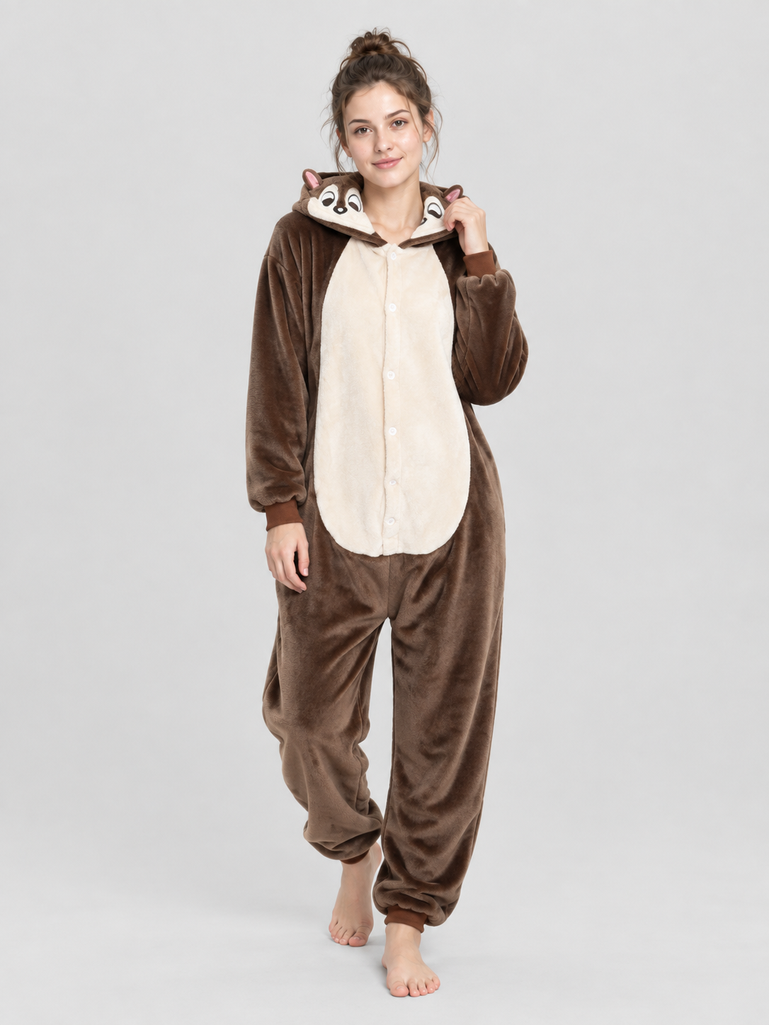 Brown Hooded Onesie Pajama with Ears