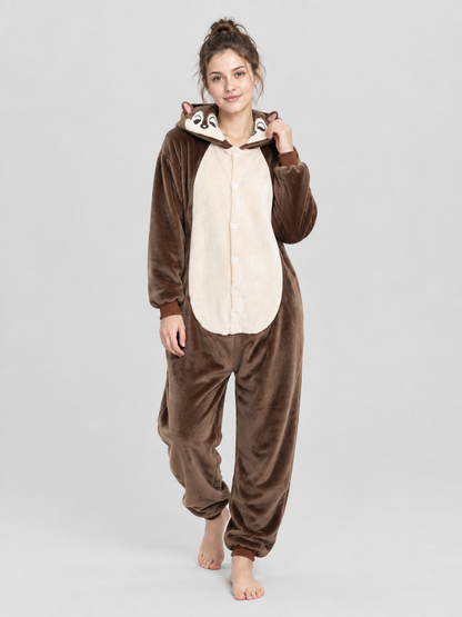 Brown Hooded Onesie Pajama with Ears