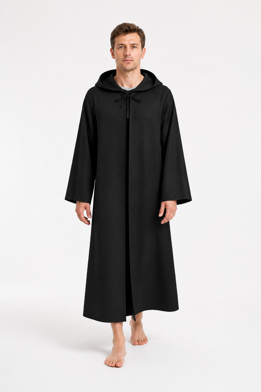 Black Long Hooded Vampire Cloak for Halloween Costume Capes detail 2