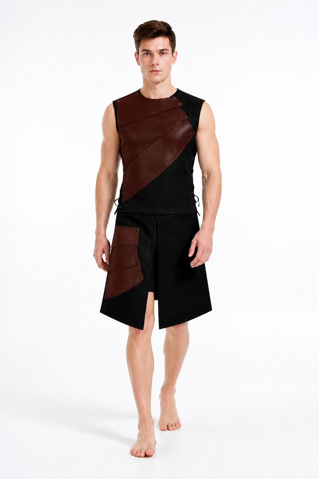 Sleeveless Dress with Asymmetrical Overlays Costume Dresses detail