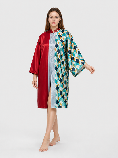 Cloak with Geometric Print and Contrasting Colors