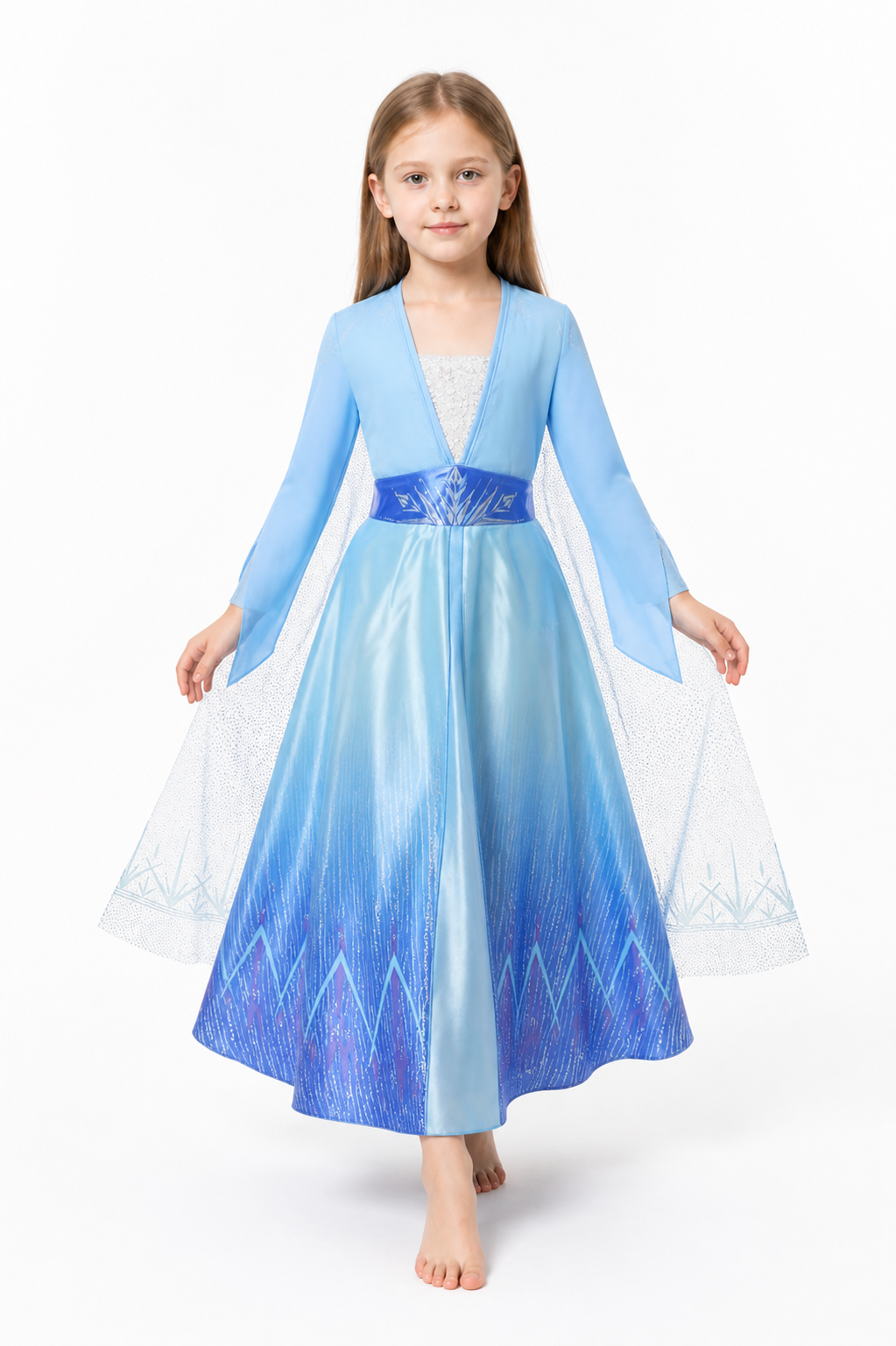 Princess Elsa Dress with Cape and Icy Pattern Costume Dresses detail 2