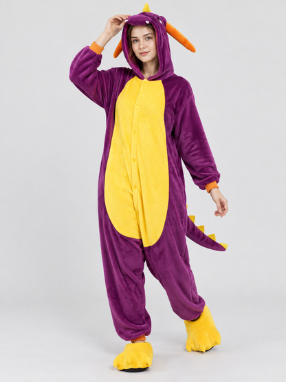 Dragon Kigurumi Pajama, Purple, with Hood and Tail