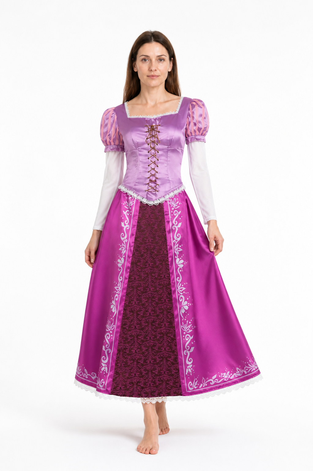 Rapunzel Dress with a Square Neckline and Puff Sleeves Costume Dresses detail 2