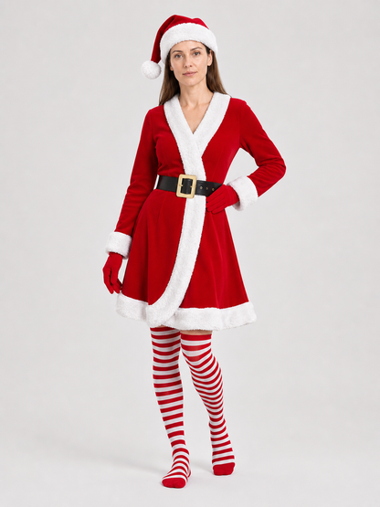 Christmas dress with hat, belt, gloves, and socks Costume Dresses detail 2
