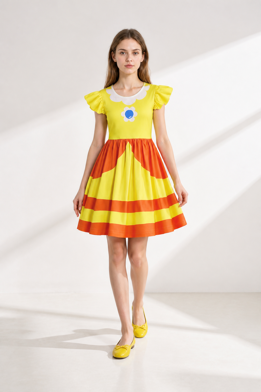 Children's Dress with Floral Print and Ruffles Costume Dresses detail 2