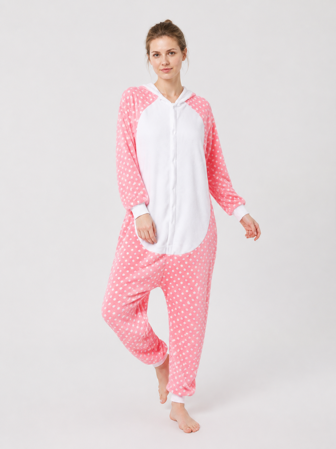 Polka-Dot Flannel Hooded Onesie Pajama product detail 2