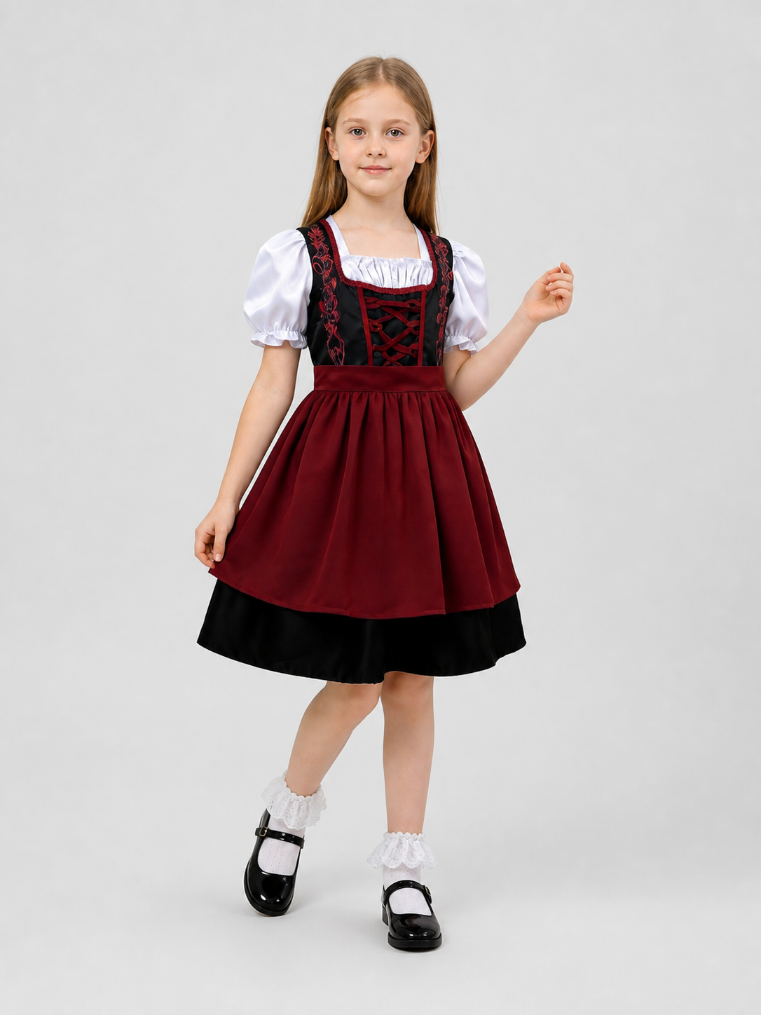 Children’s ethnic dress with a bodice and puff sleeves product detail 2