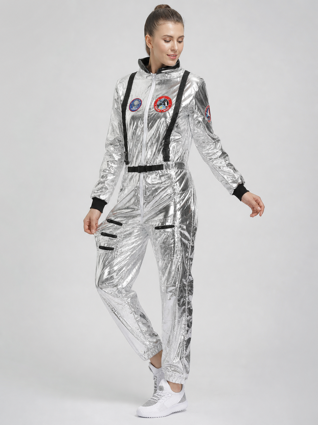 Astronaut Cosplay Costume, Silver Jumpsuit Costumes detail 2